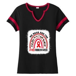 In October We Wear Red Ribbon Week Awareness Ladies Halftime Notch Neck Tee