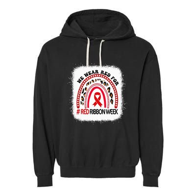 In October We Wear Red Ribbon Week Awareness Garment-Dyed Fleece Hoodie