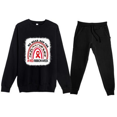 In October We Wear Red Ribbon Week Awareness Premium Crewneck Sweatsuit Set