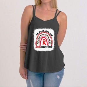 In October We Wear Red Ribbon Week Awareness Women's Strappy Tank