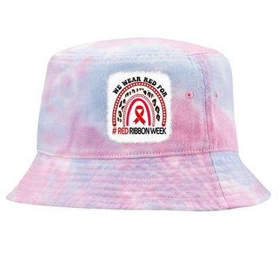 In October We Wear Red Ribbon Week Awareness Tie-Dyed Bucket Hat