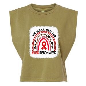 In October We Wear Red Ribbon Week Awareness Garment-Dyed Women's Muscle Tee