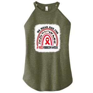 In October We Wear Red Ribbon Week Awareness Women's Perfect Tri Rocker Tank