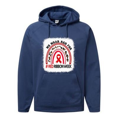 In October We Wear Red Ribbon Week Awareness Performance Fleece Hoodie