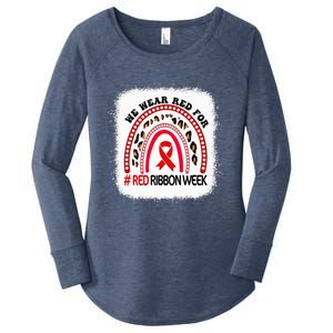 In October We Wear Red Ribbon Week Awareness Women's Perfect Tri Tunic Long Sleeve Shirt