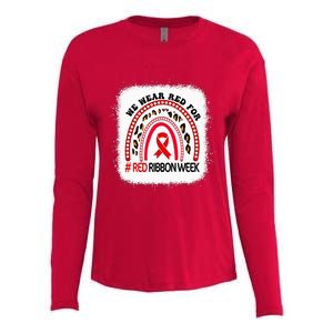 In October We Wear Red Ribbon Week Awareness Womens Cotton Relaxed Long Sleeve T-Shirt