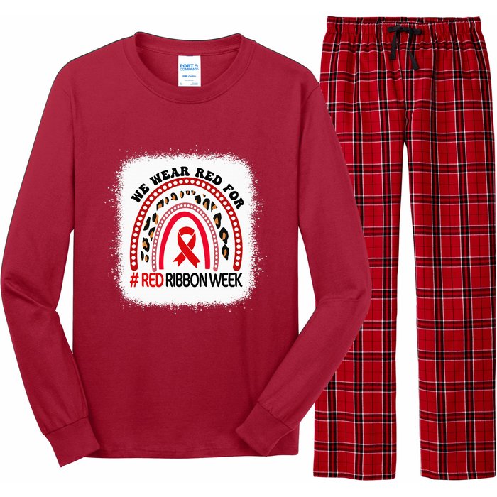 In October We Wear Red Ribbon Week Awareness Long Sleeve Pajama Set