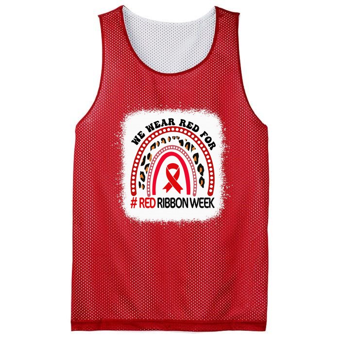 In October We Wear Red Ribbon Week Awareness Mesh Reversible Basketball Jersey Tank