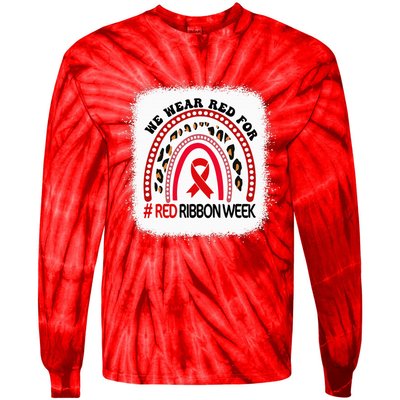 In October We Wear Red Ribbon Week Awareness Tie-Dye Long Sleeve Shirt