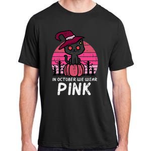 In October We Wear Pumpkin Cat Breast Cancer Awareness Adult ChromaSoft Performance T-Shirt