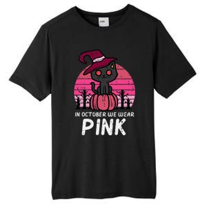 In October We Wear Pumpkin Cat Breast Cancer Awareness Tall Fusion ChromaSoft Performance T-Shirt