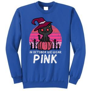 In October We Wear Pumpkin Cat Breast Cancer Awareness Sweatshirt