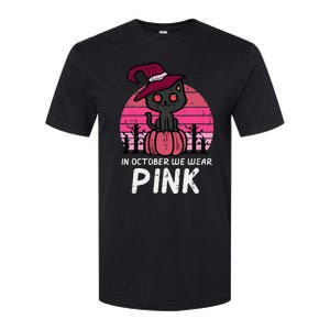 In October We Wear Pumpkin Cat Breast Cancer Awareness Softstyle CVC T-Shirt