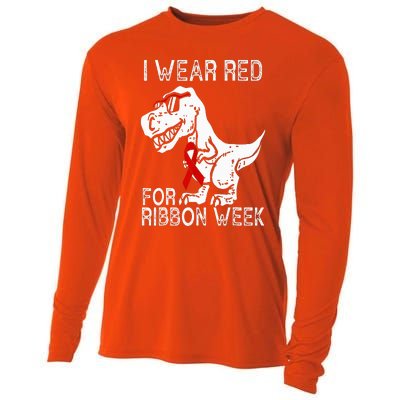 In October We Wear Red Ribbon Squad Week Awareness Cooling Performance Long Sleeve Crew