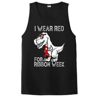 In October We Wear Red Ribbon Squad Week Awareness PosiCharge Competitor Tank