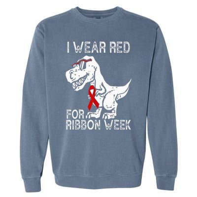 In October We Wear Red Ribbon Squad Week Awareness Garment-Dyed Sweatshirt