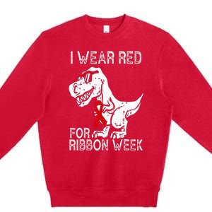 In October We Wear Red Ribbon Squad Week Awareness Premium Crewneck Sweatshirt