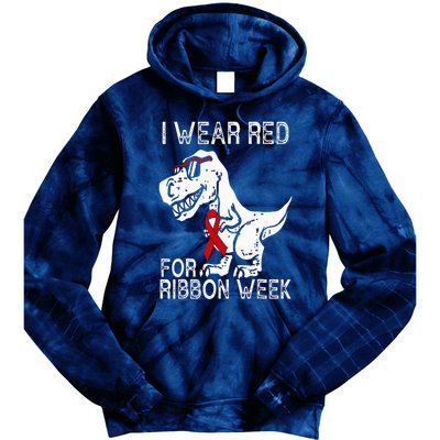 In October We Wear Red Ribbon Squad Week Awareness Tie Dye Hoodie