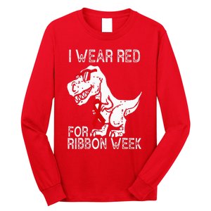 In October We Wear Red Ribbon Squad Week Awareness Long Sleeve Shirt