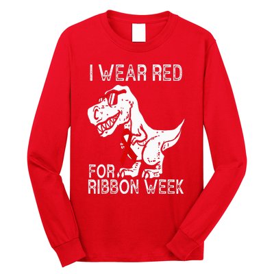 In October We Wear Red Ribbon Squad Week Awareness Long Sleeve Shirt