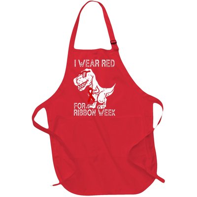 In October We Wear Red Ribbon Squad Week Awareness Full-Length Apron With Pockets