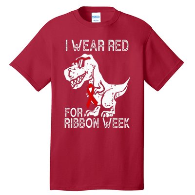 In October We Wear Red Ribbon Squad Week Awareness Tall T-Shirt