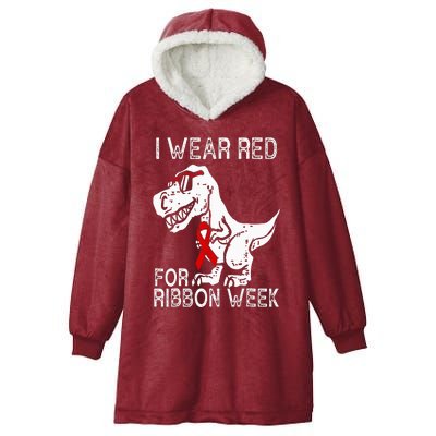 In October We Wear Red Ribbon Squad Week Awareness Hooded Wearable Blanket