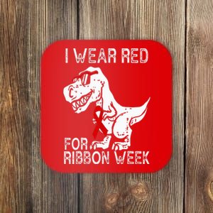 In October We Wear Red Ribbon Squad Week Awareness Coaster