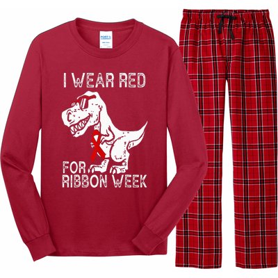 In October We Wear Red Ribbon Squad Week Awareness Long Sleeve Pajama Set