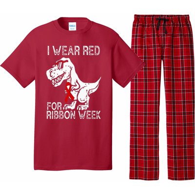 In October We Wear Red Ribbon Squad Week Awareness Pajama Set