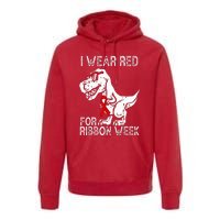 In October We Wear Red Ribbon Squad Week Awareness Premium Hoodie