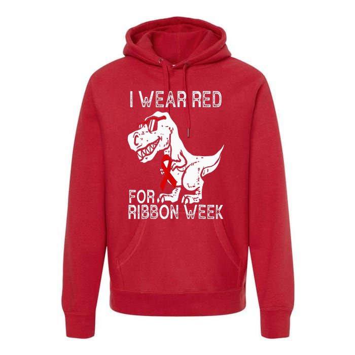 In October We Wear Red Ribbon Squad Week Awareness Premium Hoodie