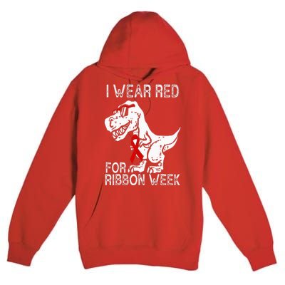 In October We Wear Red Ribbon Squad Week Awareness Premium Pullover Hoodie