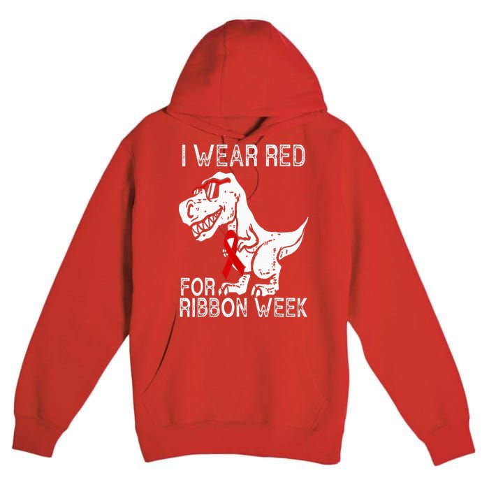 In October We Wear Red Ribbon Squad Week Awareness Premium Pullover Hoodie