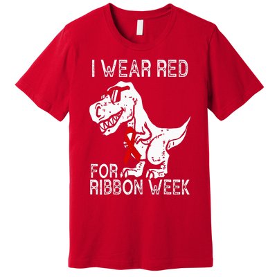 In October We Wear Red Ribbon Squad Week Awareness Premium T-Shirt