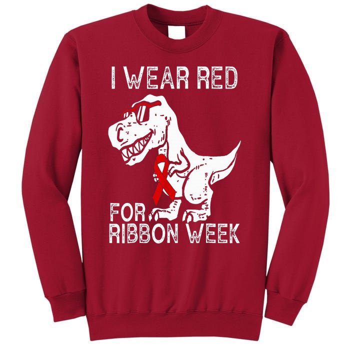 In October We Wear Red Ribbon Squad Week Awareness Tall Sweatshirt