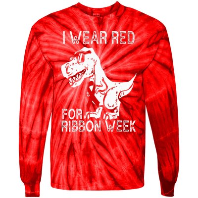 In October We Wear Red Ribbon Squad Week Awareness Tie-Dye Long Sleeve Shirt