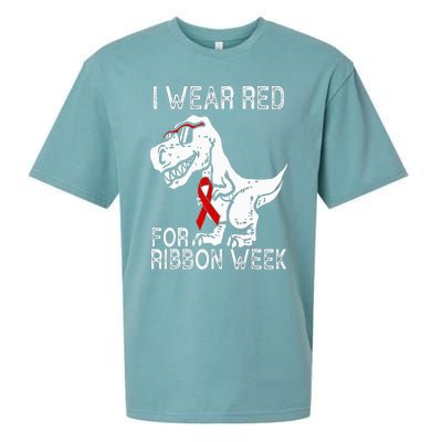 In October We Wear Red Ribbon Squad Week Awareness Sueded Cloud Jersey T-Shirt