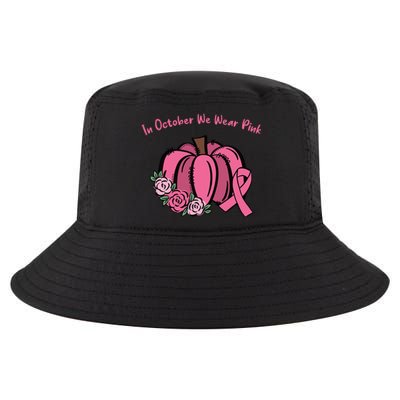 In October We War Pink Autumn Breast Cancer Cool Comfort Performance Bucket Hat