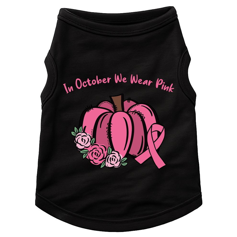 In October We War Pink Autumn Breast Cancer Doggie Tank