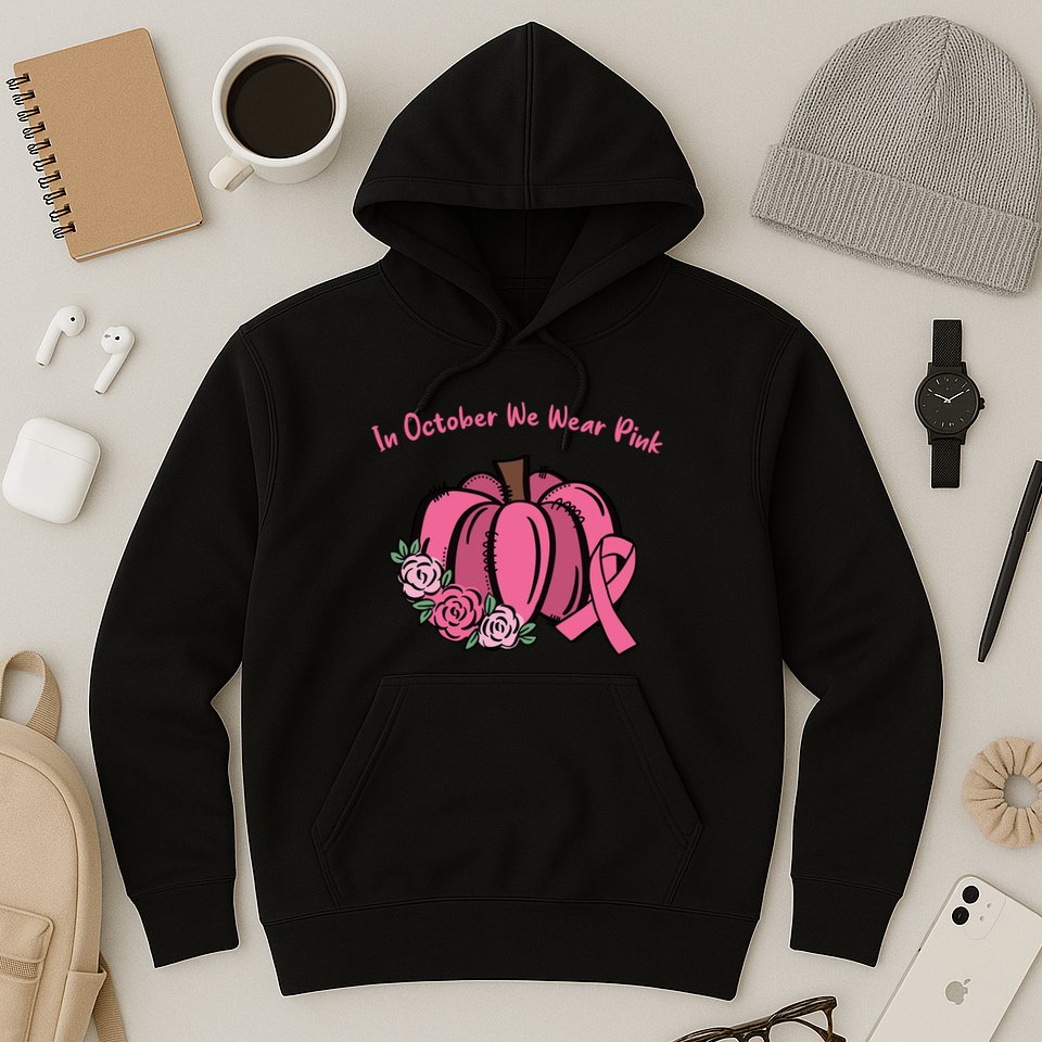 In October We War Pink Autumn Breast Cancer Hoodie
