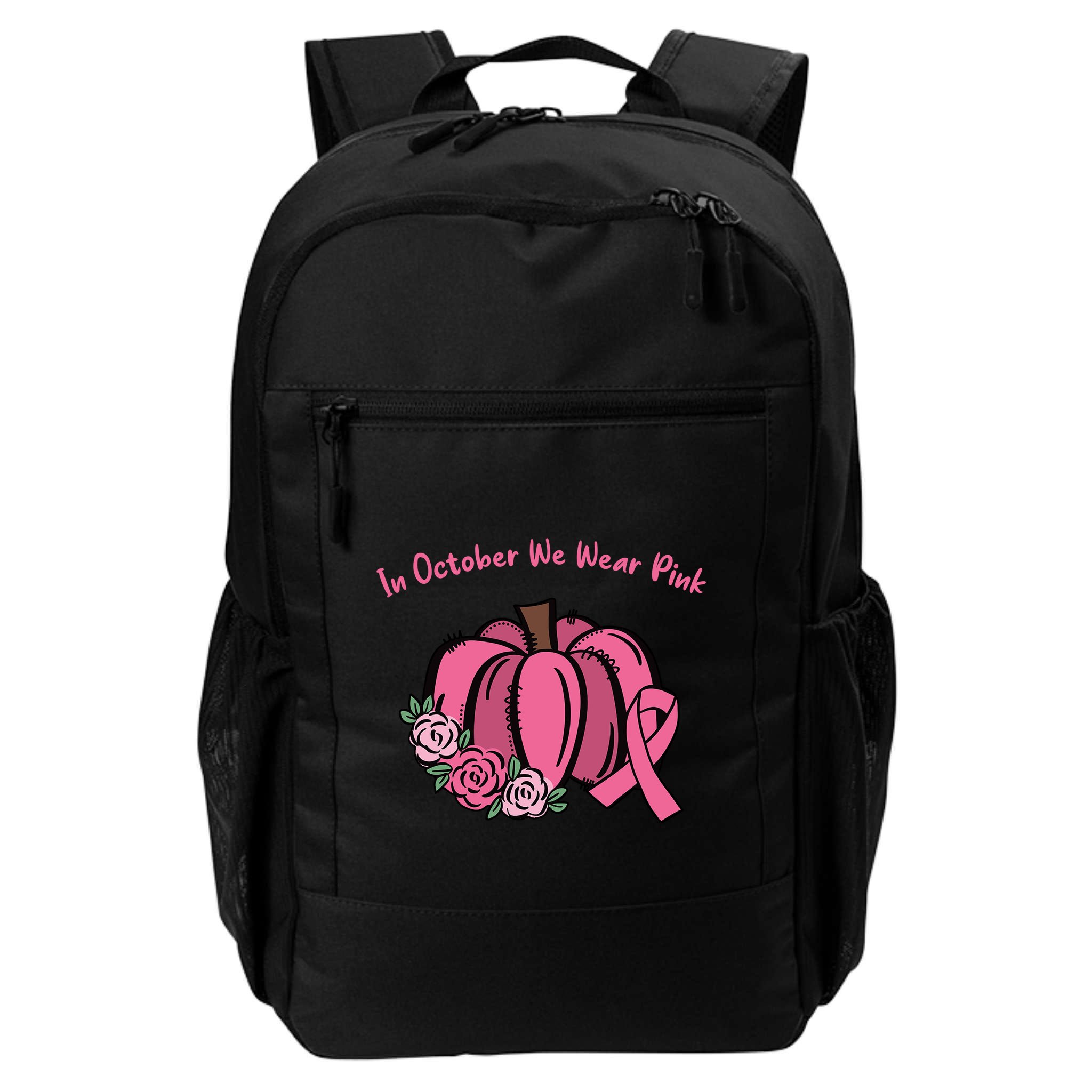 In October We War Pink Autumn Breast Cancer Backpack