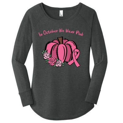 In October We War Pink Autumn Breast Cancer Women's Perfect Tri Tunic Long Sleeve Shirt