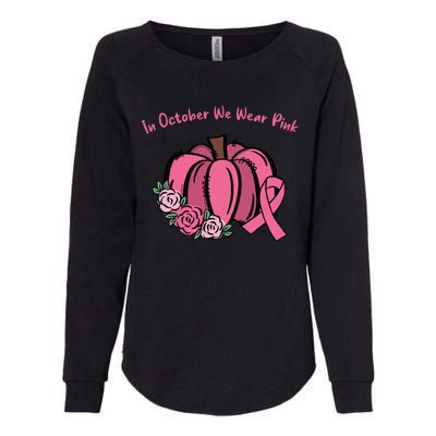 In October We War Pink Autumn Breast Cancer Womens California Wash Sweatshirt