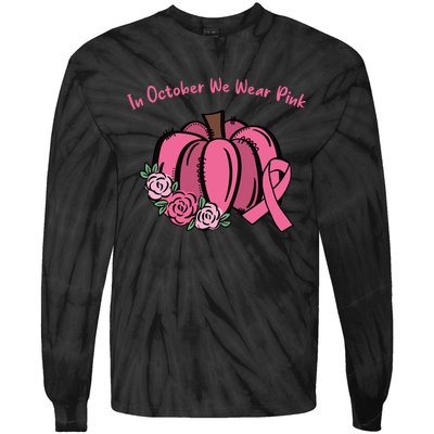 In October We War Pink Autumn Breast Cancer Tie-Dye Long Sleeve Shirt