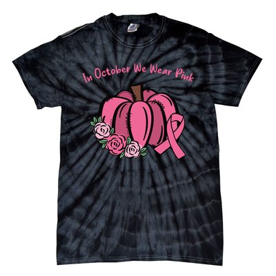 In October We War Pink Autumn Breast Cancer Tie-Dye T-Shirt