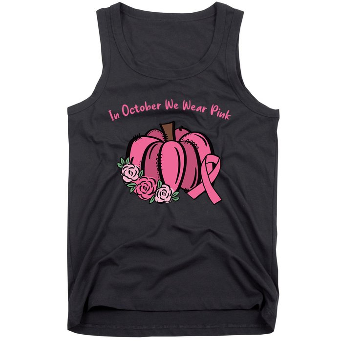 In October We War Pink Autumn Breast Cancer Tank Top