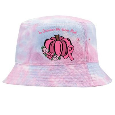 In October We War Pink Autumn Breast Cancer Tie-Dyed Bucket Hat