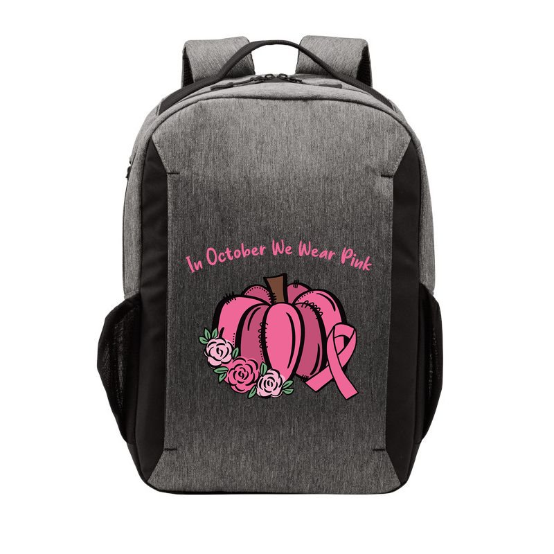 In October We War Pink Autumn Breast Cancer Vector Backpack