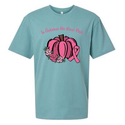 In October We War Pink Autumn Breast Cancer Sueded Cloud Jersey T-Shirt